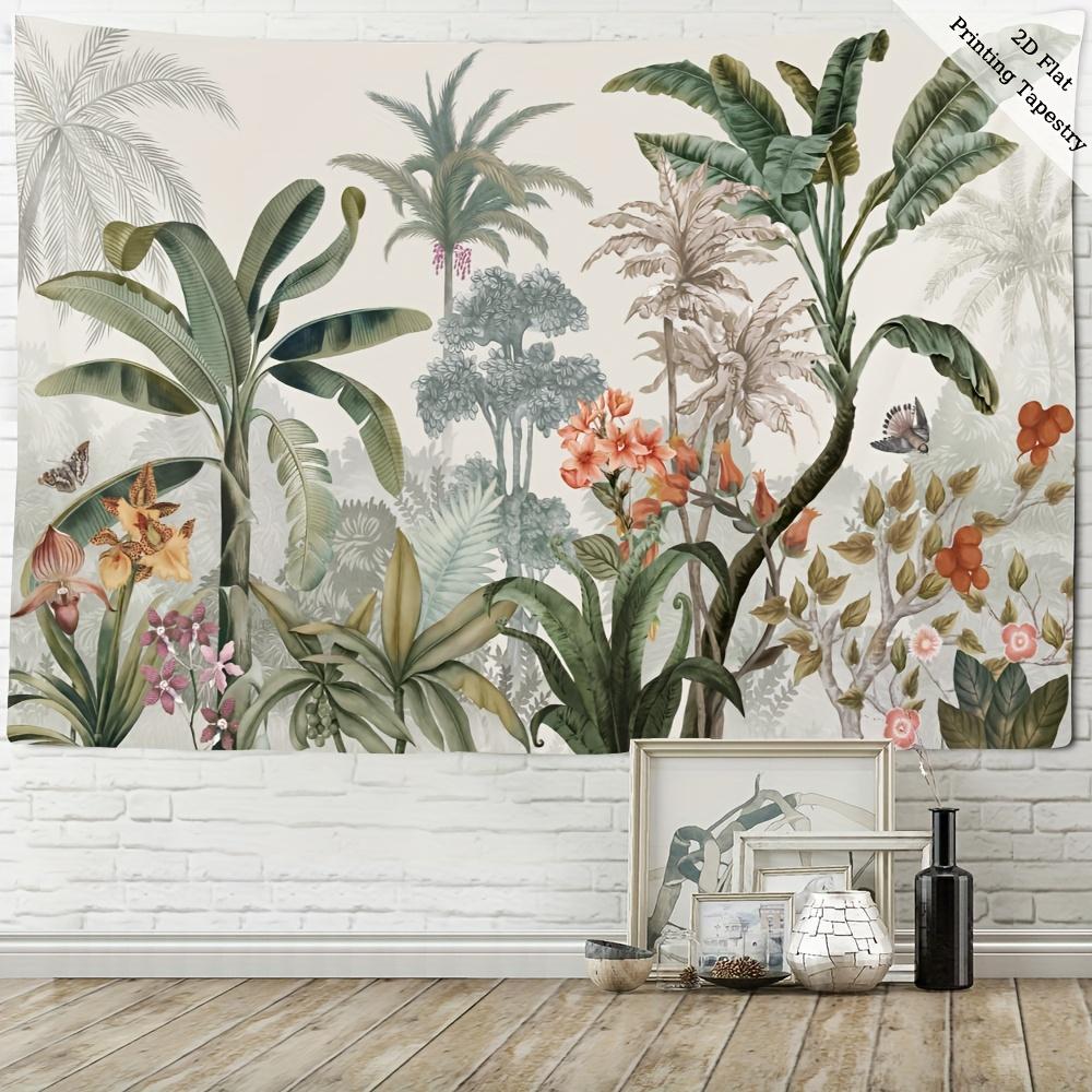 Palm Tree Tapestry Polyester Fabric With Tropical Plants Flowers And Jungle Motifs For Home Wall Decor And Ambiance Creation