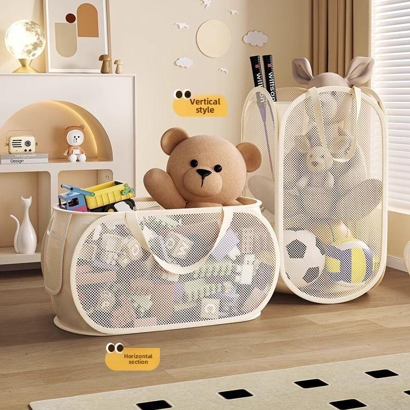 Toy Storage Basket For Kids With Mesh Material Large Capacity For Playroom Organization