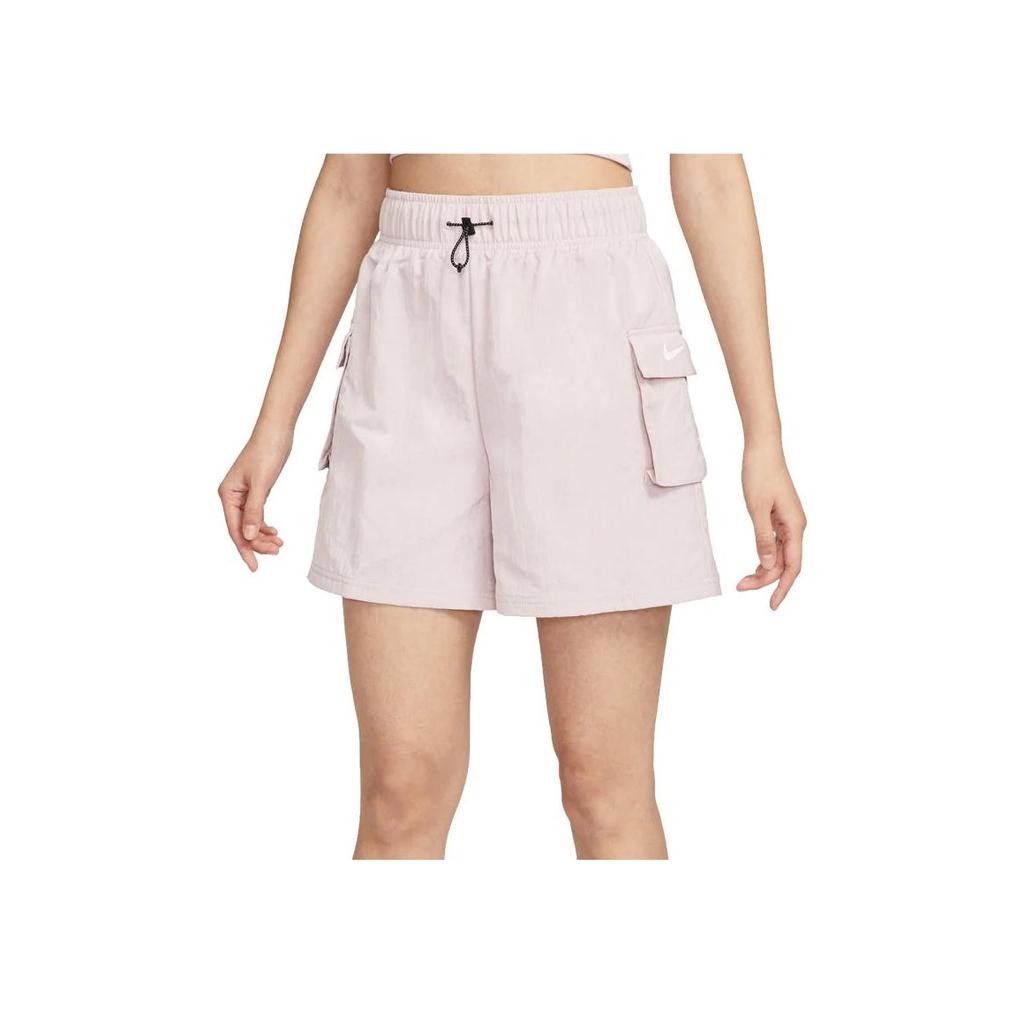 Nike Sportswear Essentials Solid Color Elastic High-Waist Casual Shorts Women Bottoms Grey-Purple DM6248-019