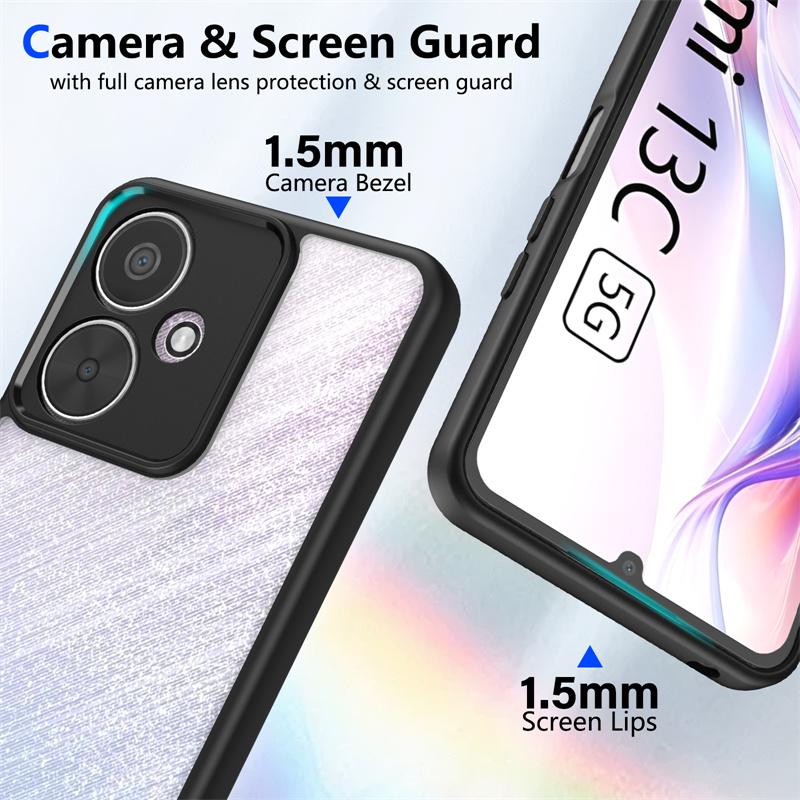 For Xiaomi Poco M6 5G Case Plating Silicone Bumper Shockproof Clear Back Cover Hard Matte Phone Case for Xiaomi Poco M6 5G