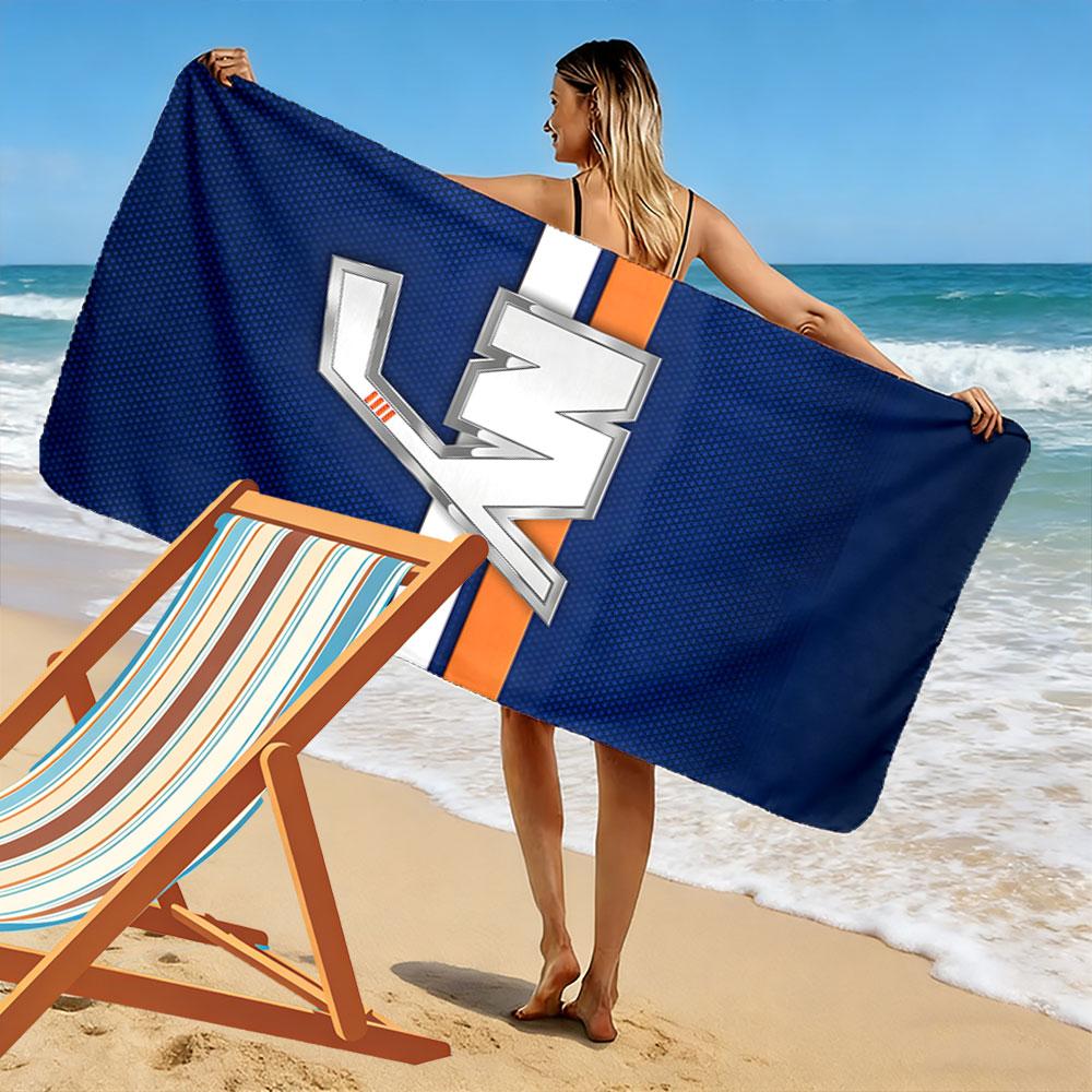 "NY Logo with Hockey Stick Design" Patterned Beach Towel Quick Dry Perfect for Travel Outdoor Sports Jogging the Beach and Swimming