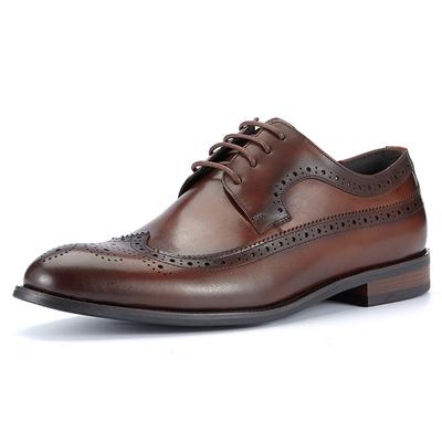 Fashion Stylish Brogues Style High Quality Genuine Leather Derby Shoes for Men Business Wear-Resistant Dress Shoes Travel Daily Life