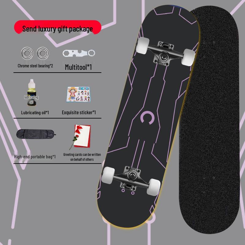 Beginner Entry-Level Double Rocker Skateboard for Street Cruising - Professional Short Board for Boys, Girls, and Adults