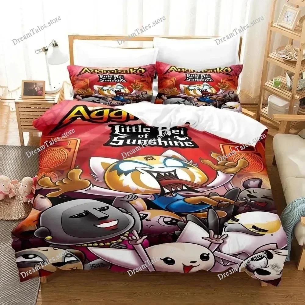 Home Textile Cartoons Aggretsukos Cover Duvet Cover Pillow Case Boy Girl Polyester Bedding Set King Queen Twin Size Luxury Gift