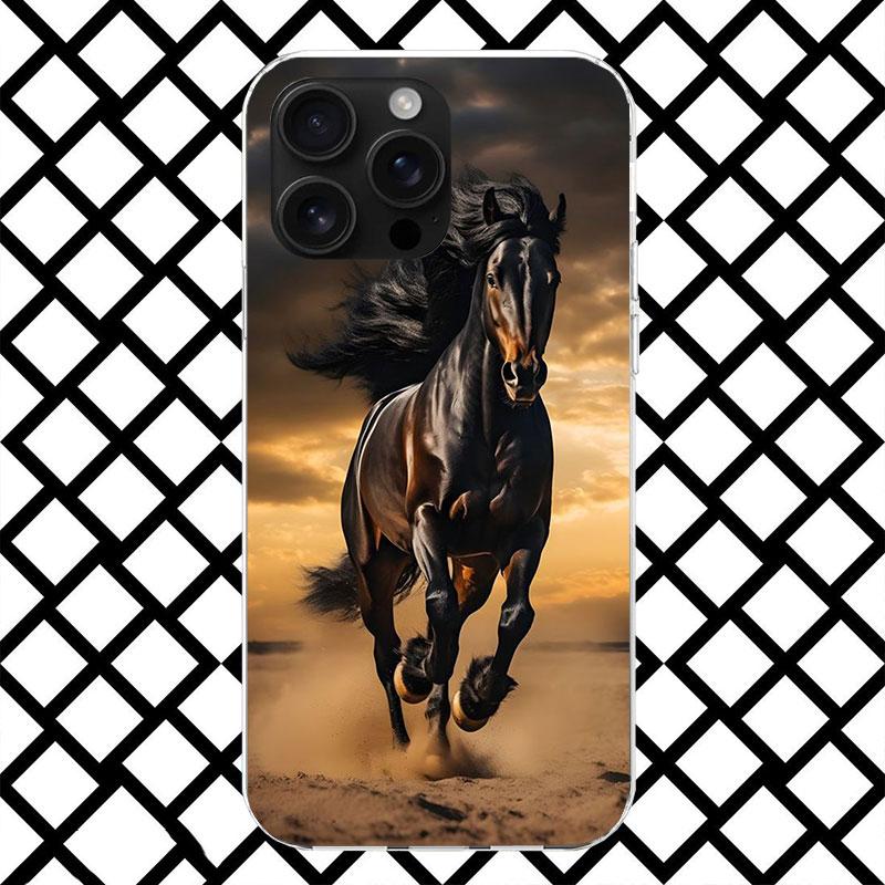 

Animal Black Horse Phone Case for iPhone 17 Air 16 16E 15 14 Plus 13 Mini 12 11 Pro Max 7 8 + SE 2020 Soft Cover Fundas 17 Air 1 iPhone 14