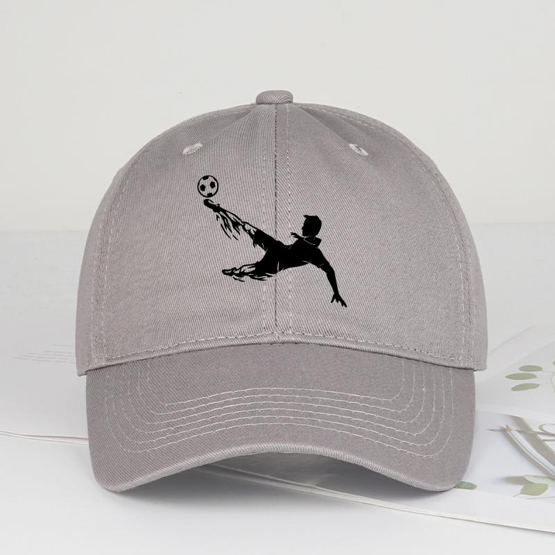 

Soccer Bicycle Kick Print Baseball Cap Adjustable Unisex Cotton Football Fan Sun Hat серый