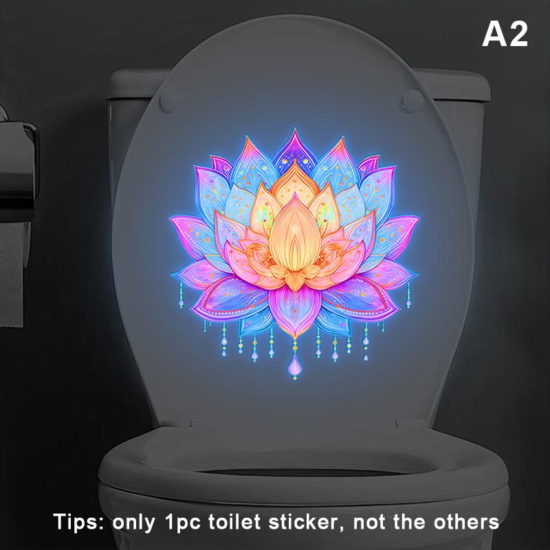 

Glow-In-The-Dark Flower Toilet Stickers Self-Adhesive Removable Luminous Floral Decals Windows Wall Decor Car Stickers