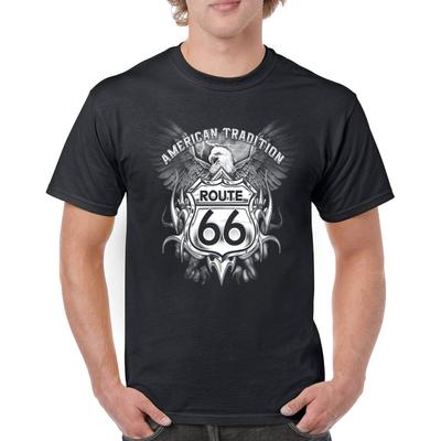 Route 66 American Tradition Biker Motorcycle TShirt 100 Cotton ONeck Short Sleeve Summer Casual Mens Tshirt Streetwear