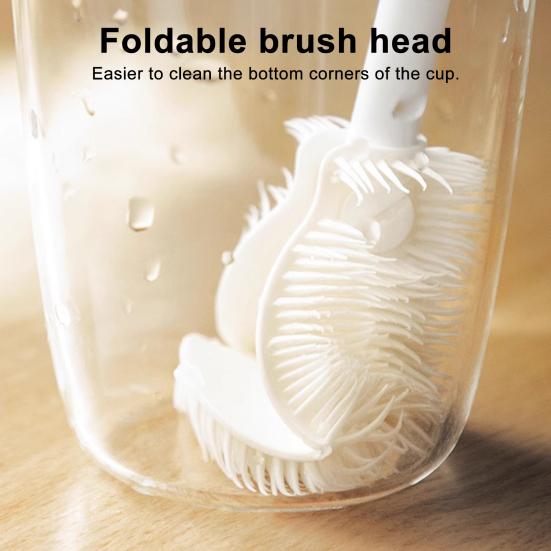 5Pcs 360 Degree Flexible Silicone Bottle Brush with Long Handle Soft Bristle Cup Brush 360 Degree Rotating Cleaning Brush