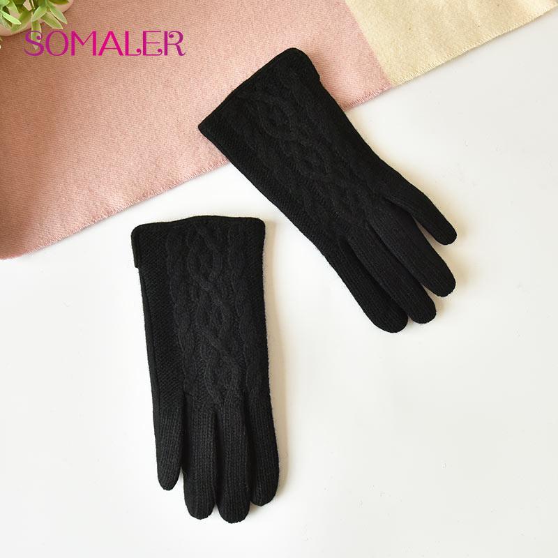 SOMALER Acessórios de inverno femininos Luvas quentes Luvas de tela de toque fofas Luvas femininas para meninas