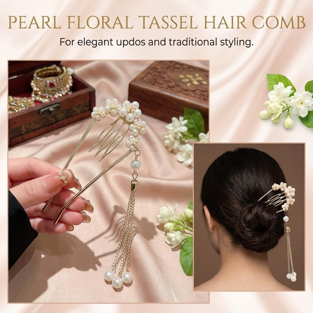 Elegant Pearl U-shaped Hairpin With Fringe Decoration For Weddings Parties Daily Wear Women Accessory