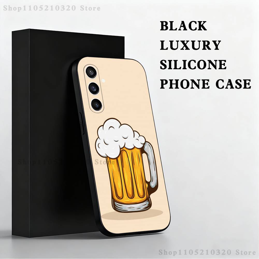 Beer Art Pattern Phone Case For Samsung S 25,24,23,22,30,21,10,9,Ultra,Plus,Lite,FE,4,5 G Black Soft Case