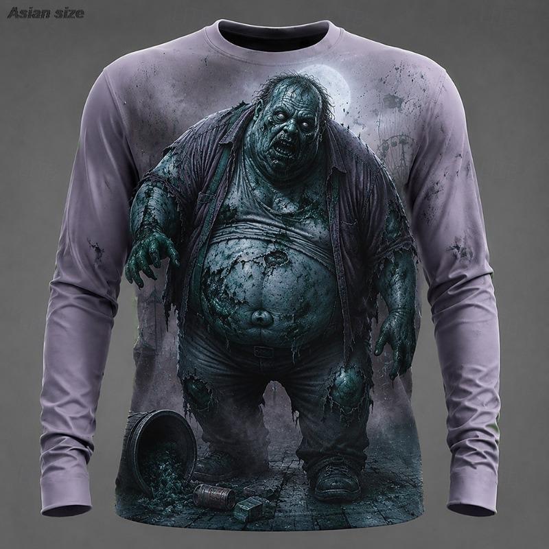 Halloween Men's Cool Skulls T Shirt Long Sleeve T shirt 3D Print Crew Neck Shirt Dark Daily Vacation