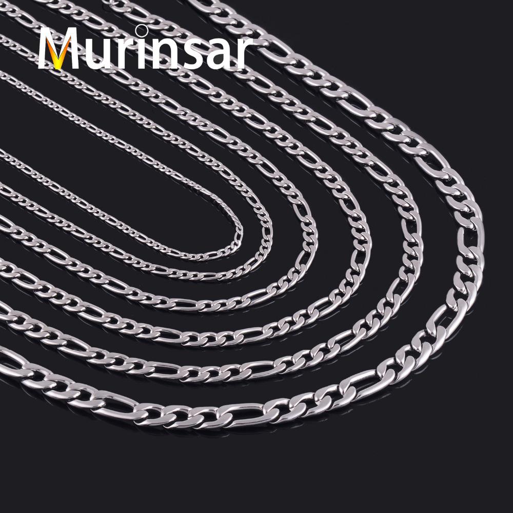 3-11.5mm Men's Stainless Steel Link Figaro Chain Necklace for Women Punk Boy Copper Color Choker Metal Jewelry Accessories Gift