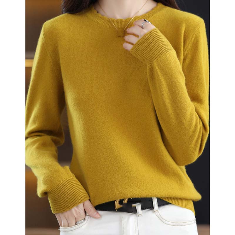 Women's Fashion Sweaters Casual Solid Color Print Autumn Winter Long Sleeve O Neck Loose Pullovers