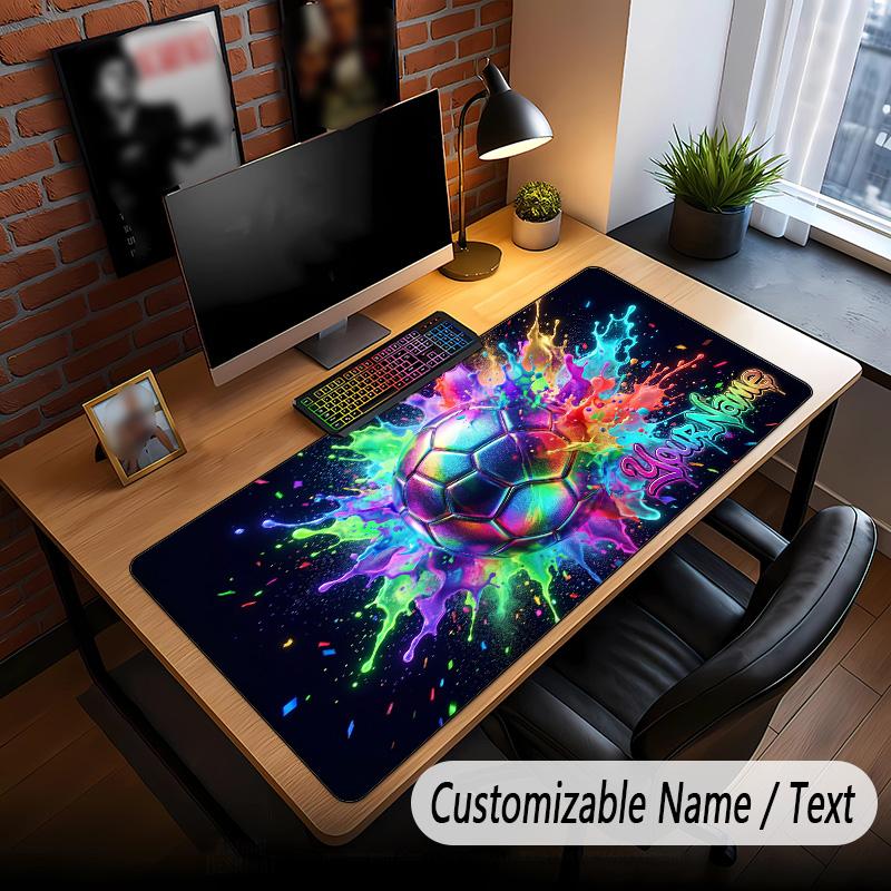 Soccer Theme Custom Mouse Pad Personalized With Name Text Customized Desk Mat For Office Home Decor