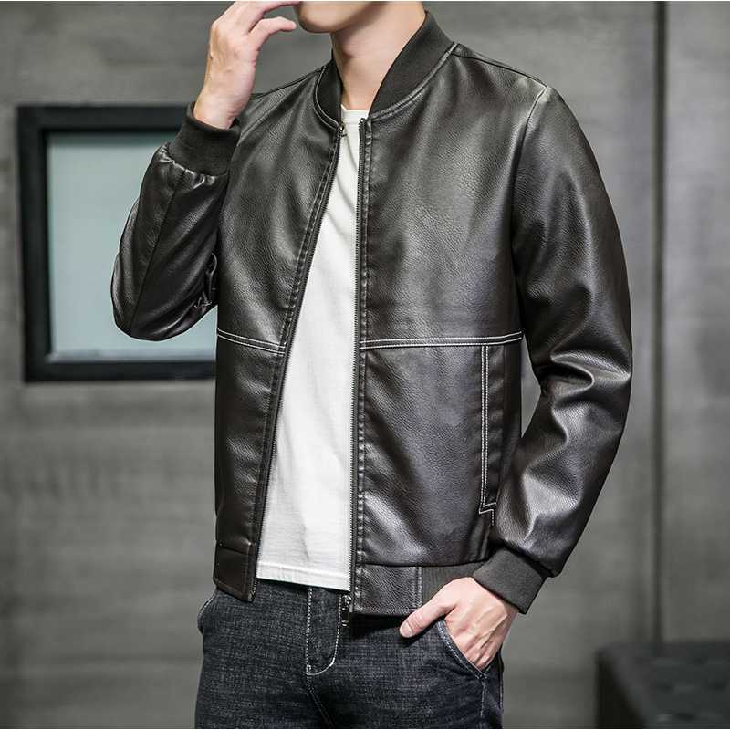 

Новая популярная корейская тонкая мужская куртка в стиле Binshi, кожаная куртка на весну и осень 4XL