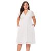 Large Size Women's New Short-sleeved V-neck Lace Pocket Dress Dress