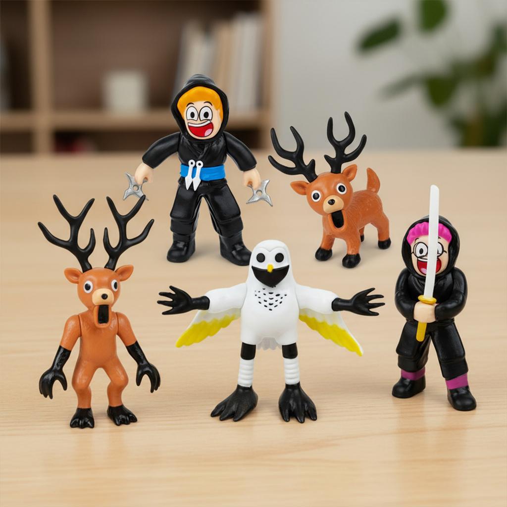 5/10Pcs Deer Owl Goat Figurine Desktop Model Ornaments Toys PVC Model Ornament Toy for Game Fans Kids Collectors Home Decor