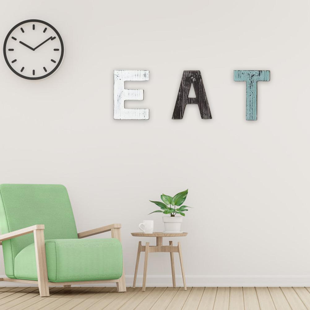 Christmas Wooden Hanging Rustic Multicolor Cutout Wooden EAT Letters Wall Mounted Decorative Signs