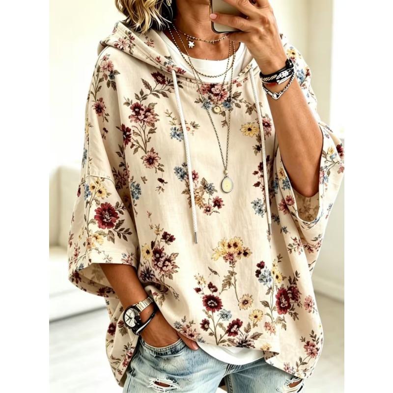 Women's Plus-Size Hooded Sweatshirt, Elegant Comfortable Simple Pattern Print,Fashionable and Versatile