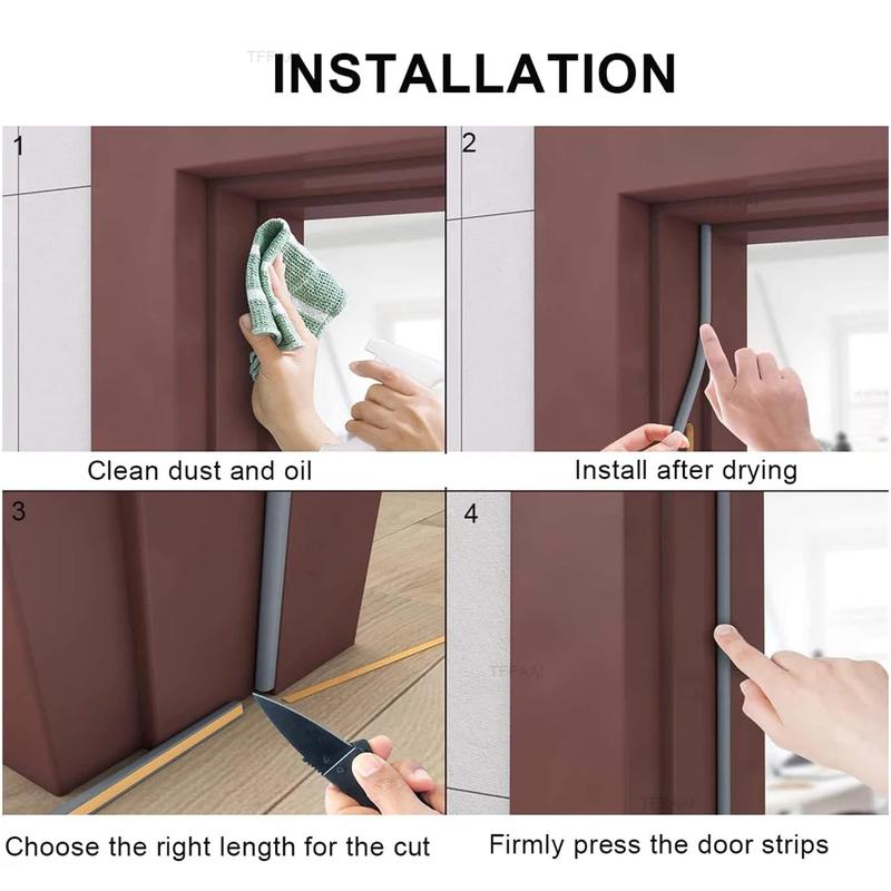 10m Weather Stripping Door Seal Strip Self-adhesive Draft Stopper Tape Window Insulation Noise Rubber Sealing Strip