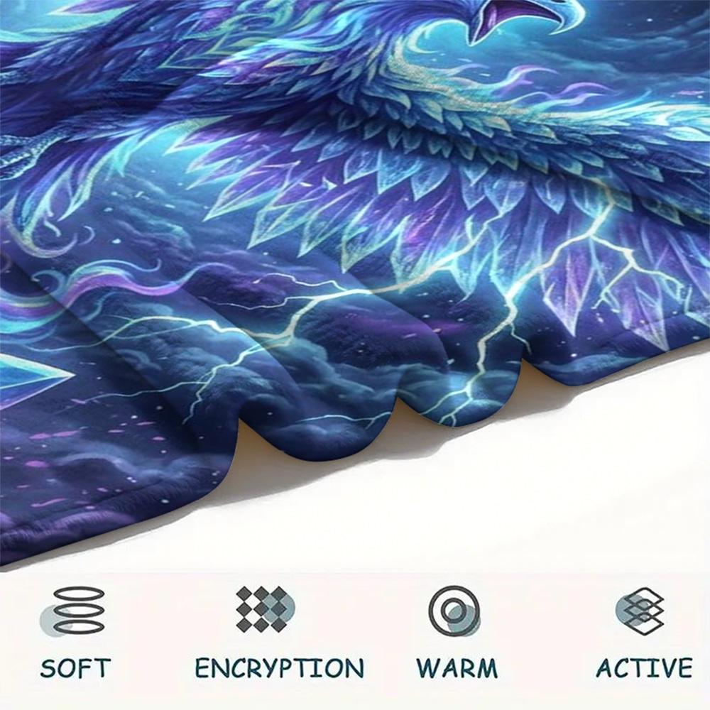 1Pc Phoenix Print Flannel Blanket, High Quality Comfortable for All Seasons, Home Decor, Warmth and Comfort, Perfect for Christmas Gifts