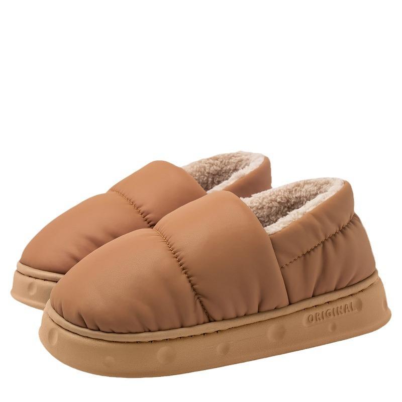 Waterproof cotton slippers women's autumn and winter 2025 new bag heel indoor non-slip warm platform cotton shoes