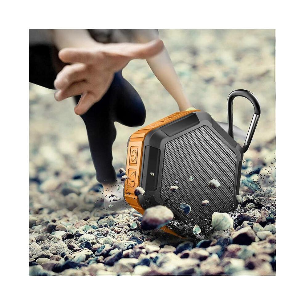 Tragbarer Mini-Lautsprecher - Bluetooth-Duschlautsprecher mit Haken - Wasserdichter Bluetooth-Lautsprecher 12 Stunden Wiedergabezeit für Strand, Pool, Zuhause, Party, Orange