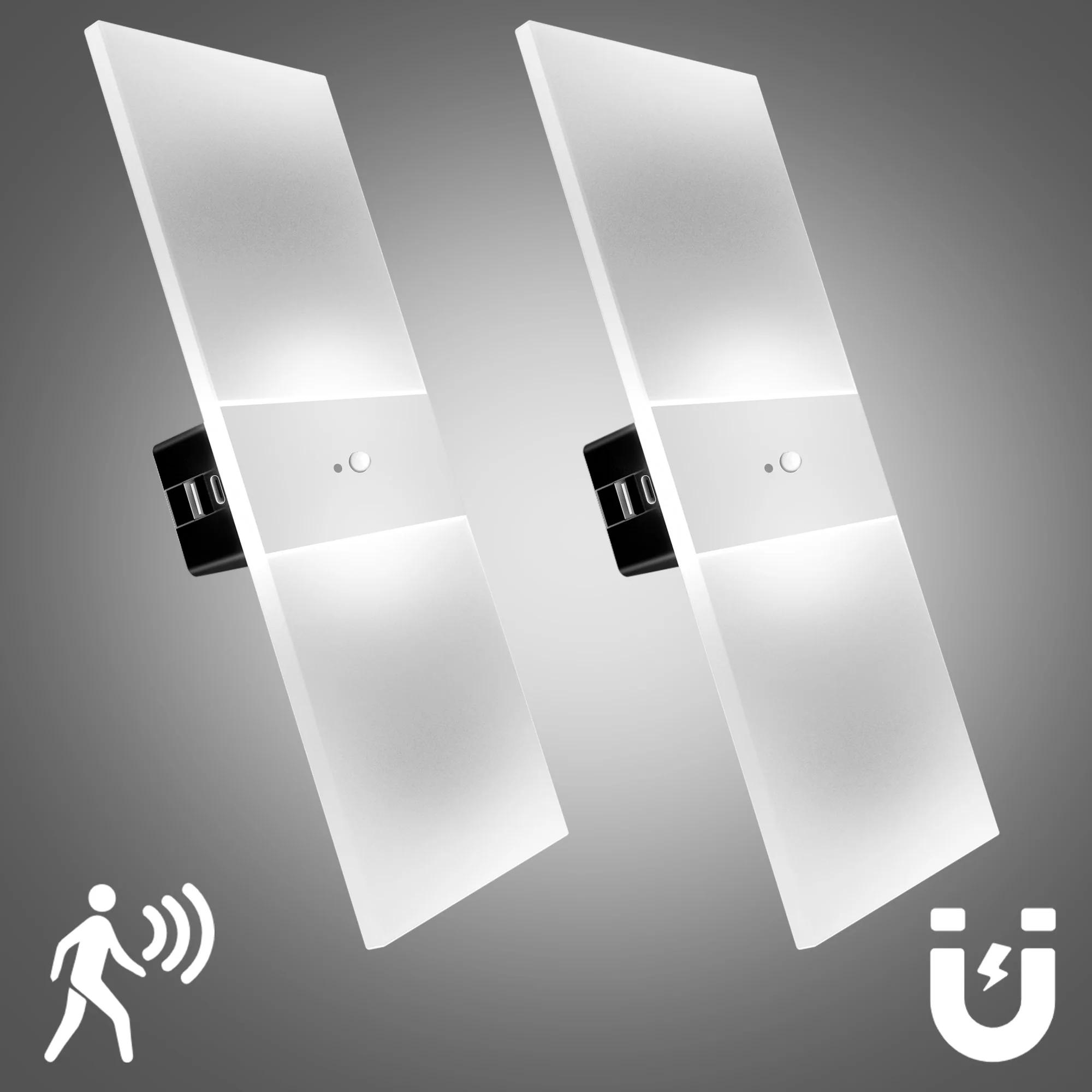 

Сенсорный настенный бра, набор из 2 беспроводных ночников с питанием от USB-аккумуляторов, декор для спальни. 6000k&22X10cm