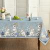 Easter Blue Bunny Flowers Rectangle Waterproof Tablecloth Party Decor Farmhouse Kitchen Dining Tablecloth Easter Decorations