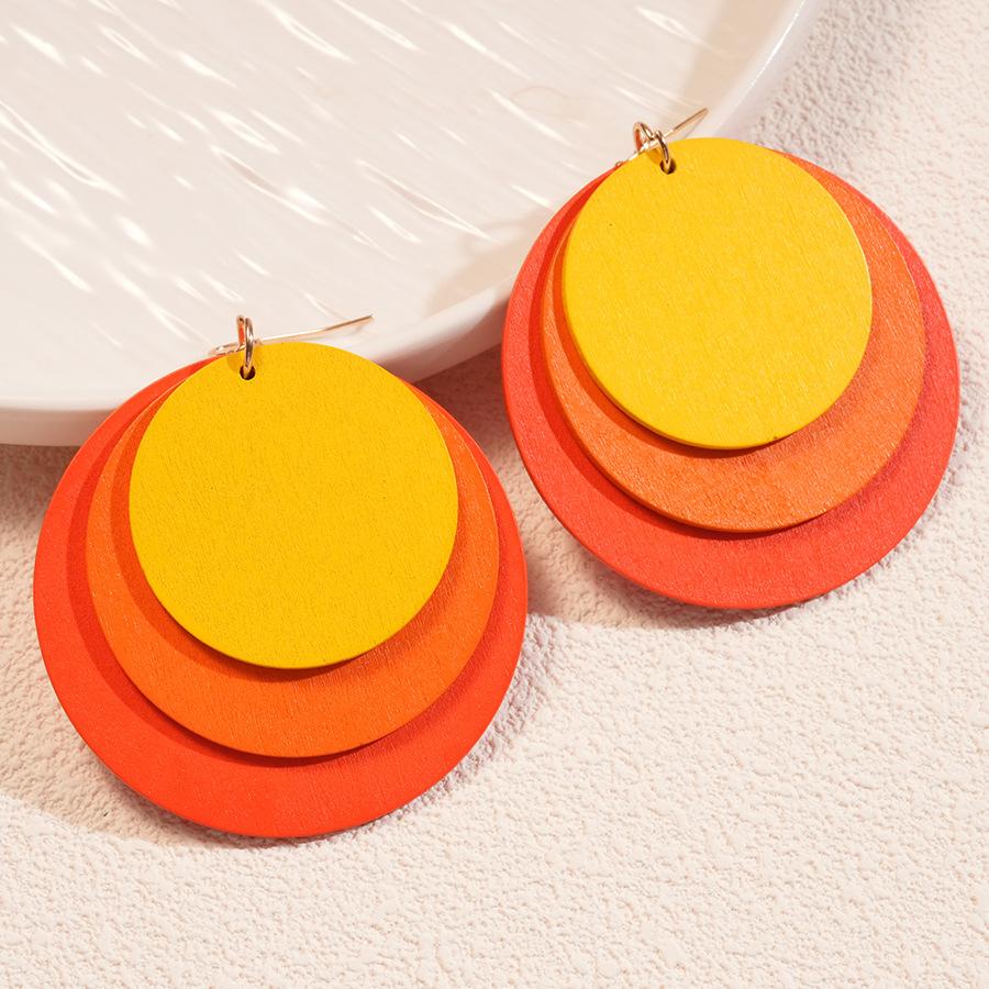Геометрические Круглые Деревянные Чипсы Серьги-Крючки Дофаминовые Преувеличенные Серьги Простые Серьги