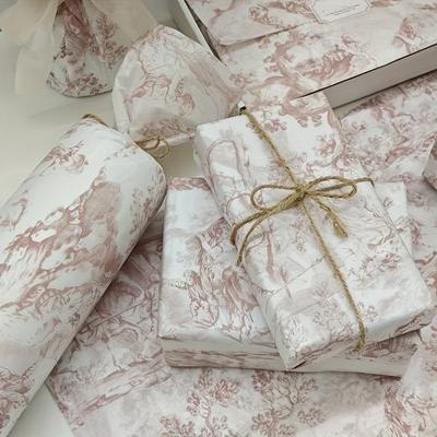 10 Sheets/set Spring Outing Car and Horse Pattern Gift Packaging Paper Suitable for Wedding Festival Birthday Gift Packaging, Bouquet Packaging