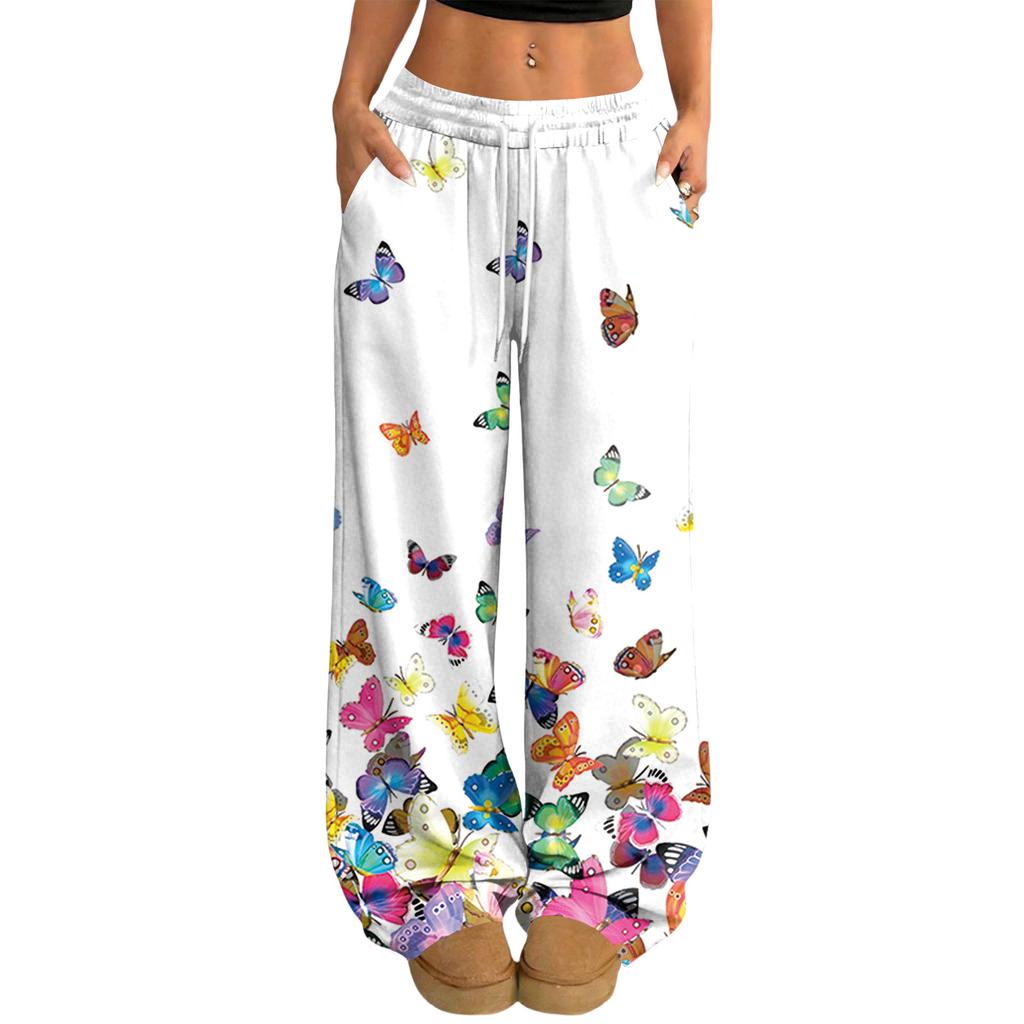 Damskie Codzienne i Modne Elastyczne Spodnie z Szerokimi Nogawkami