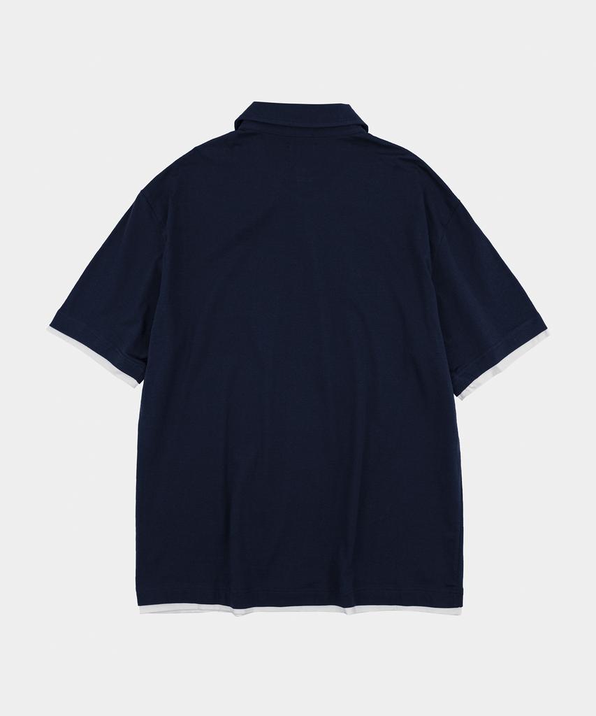 LETTERCOMO Dust Layered Short Sleeve Polo Shirt Dark Navy
