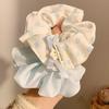 Chouchou d'été en satin et tulle à pois violets - Élastique à cheveux pour femme à haute élasticité