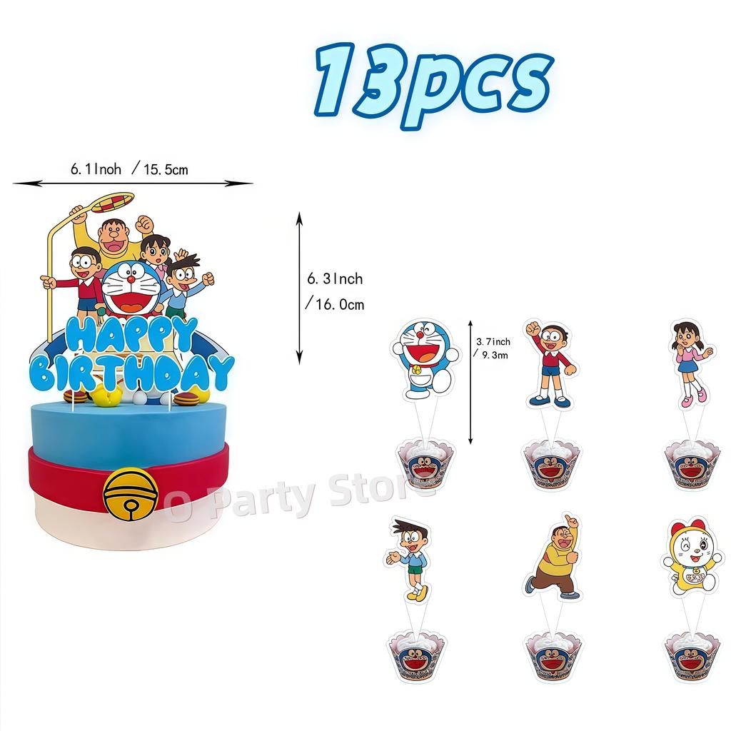 Doraemons Birthday Party Decoration Tableware Plate Cup Balloon Cake Topper Banner Stickers Kids Favor Gift Baby Shower Supplies