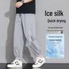 FARUISHI Men's Summer Quick-Dry Straight-Leg Cooling Ice Silk Sport Pants