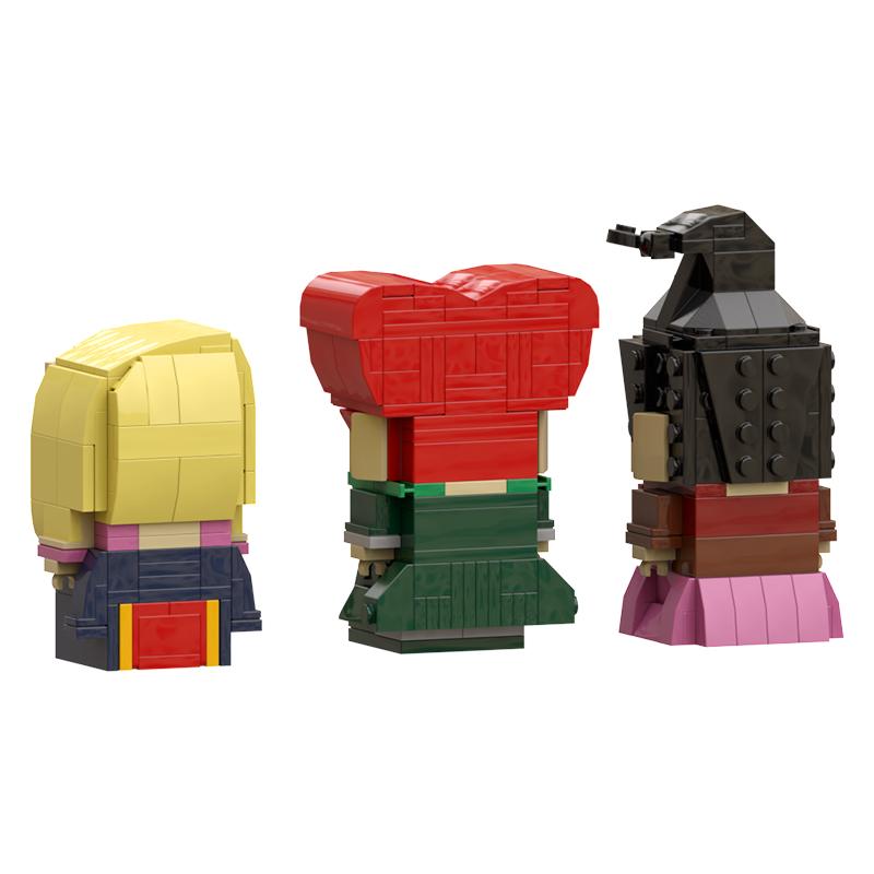 Buildmoc BrickHeadzs Hocus Pocused Action Figures Winifred Mary Sarah Building Blocks Movie Witch Three Sisters Bricks Toys Gift