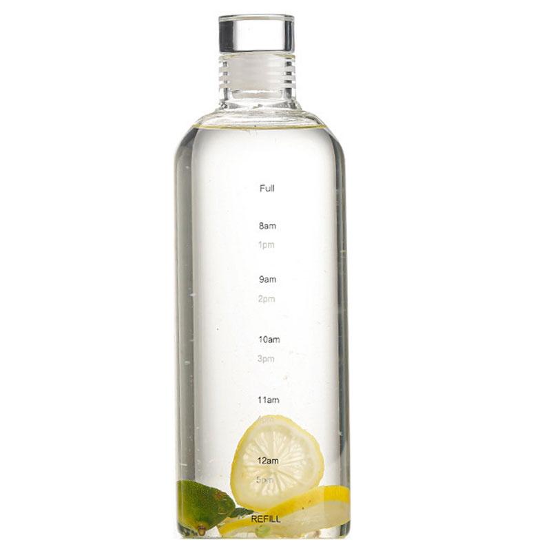 

Transparent Time Scale Water Bottle Leakproof Outdoor Travel Mug Sports Kettle 750ml белый