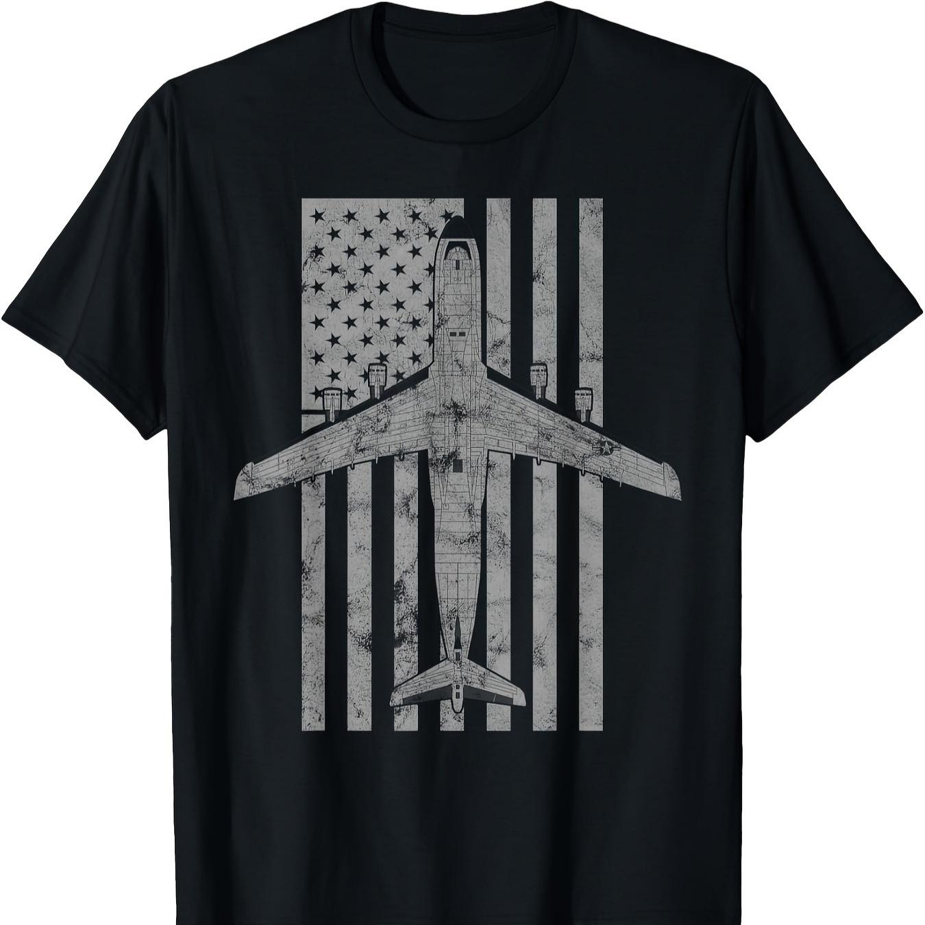 

Vintage USA Flag C5 Galaxy Military Transport Aircraft TShirt 100 Cotton ONeck Short Sleeve Summer Casual Mens Tshirt S