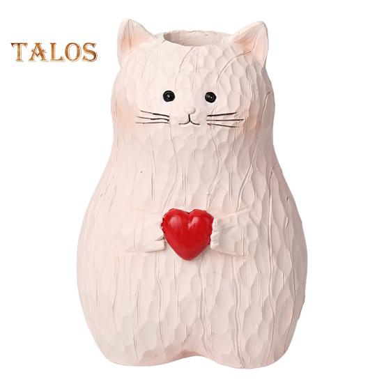 

Ваза для цветов в виде сердца и кота из смолы, ручная работа, мультяшный котенок, цветочный держатель для растений, контейнер, центральное украшение для домашнего офиса, украшение для рабочего стола Cat