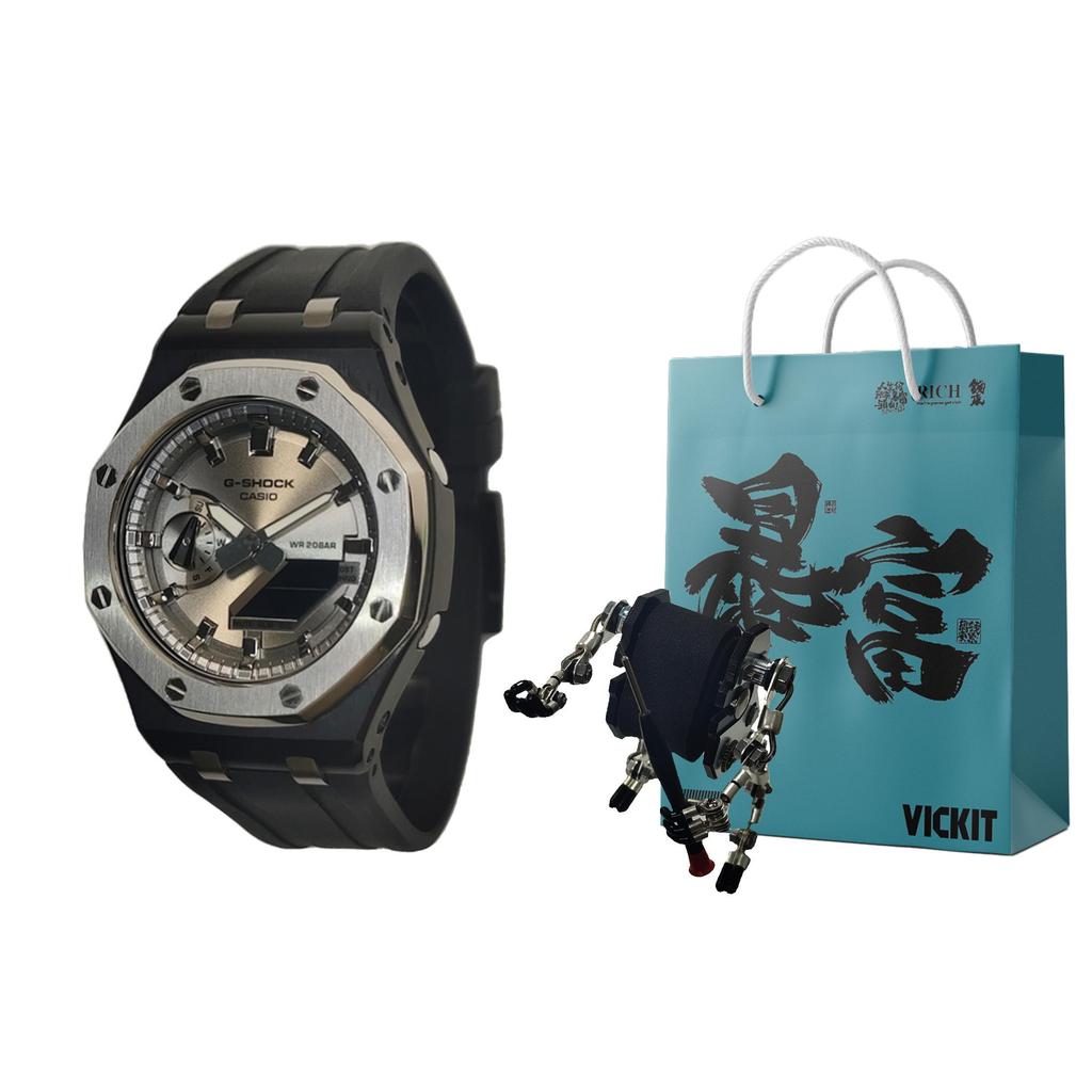 Casio Custom Collection Watch Gift Box Electronic Movement Fluoroelastomer Strap Watch Men's Watches GA-2100SB-1A(Watch3--)