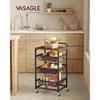 Storage Cart with Pull-Out Baskets 4-Tier Kitchen Cart with Wheels Handle 12.5 x 15.8 x 29.9 Inches Rustic Brown and Ink Black