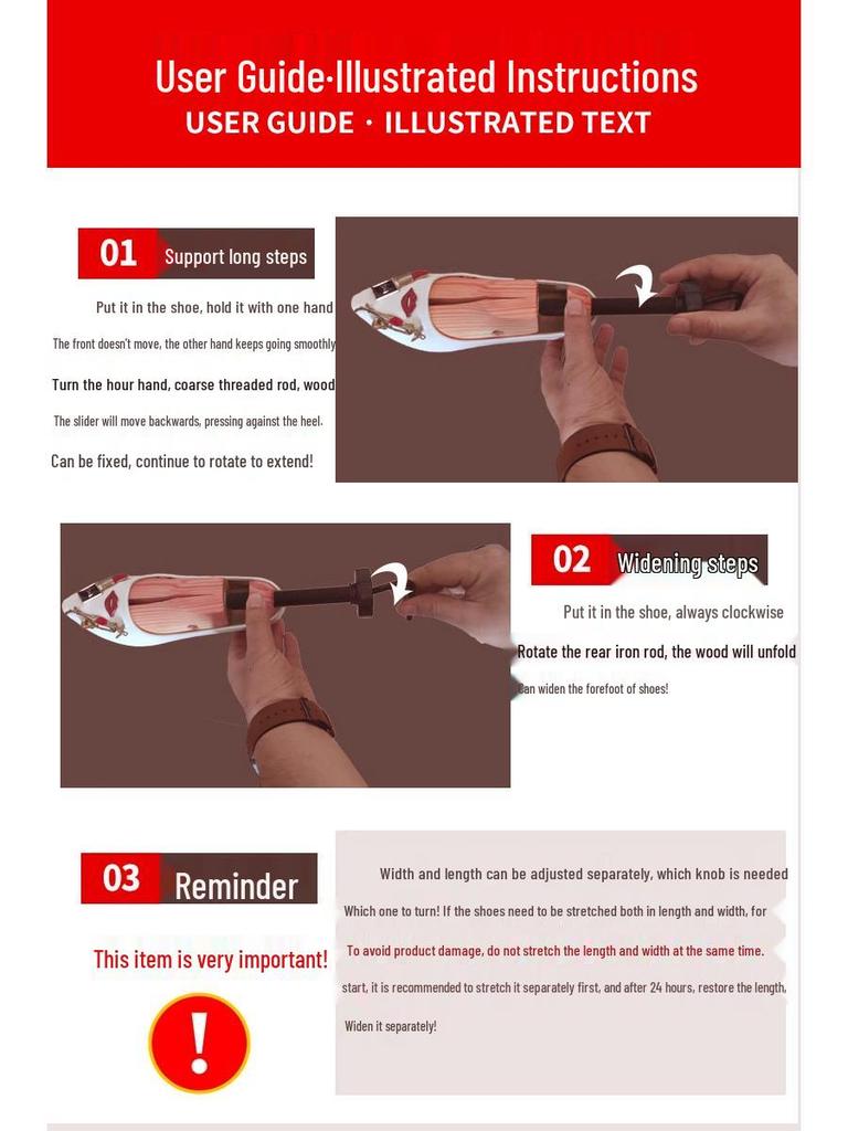 Unisex Solid Wood Shoe Stretcher for Lengthening and Widening Tight Shoes