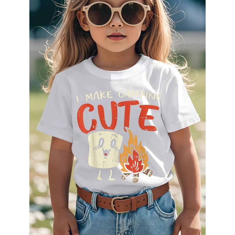

European sizes Soft Breathable I Make Camping Cute Marshmallow Campfire Camper Kids Gift T-Shirt | Boys & Girls Graphic Tee 98cm белый