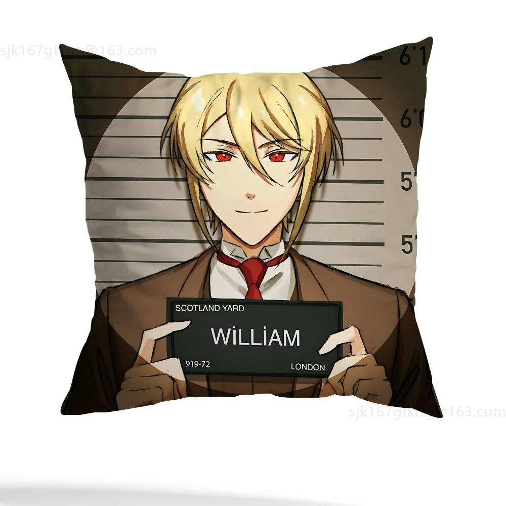 Anime M-Moriarty The Patriot Pillow Case Square Double-Sided Printing Short Plush Sofa Cushion Cover Bedroom Bedside Pillow
