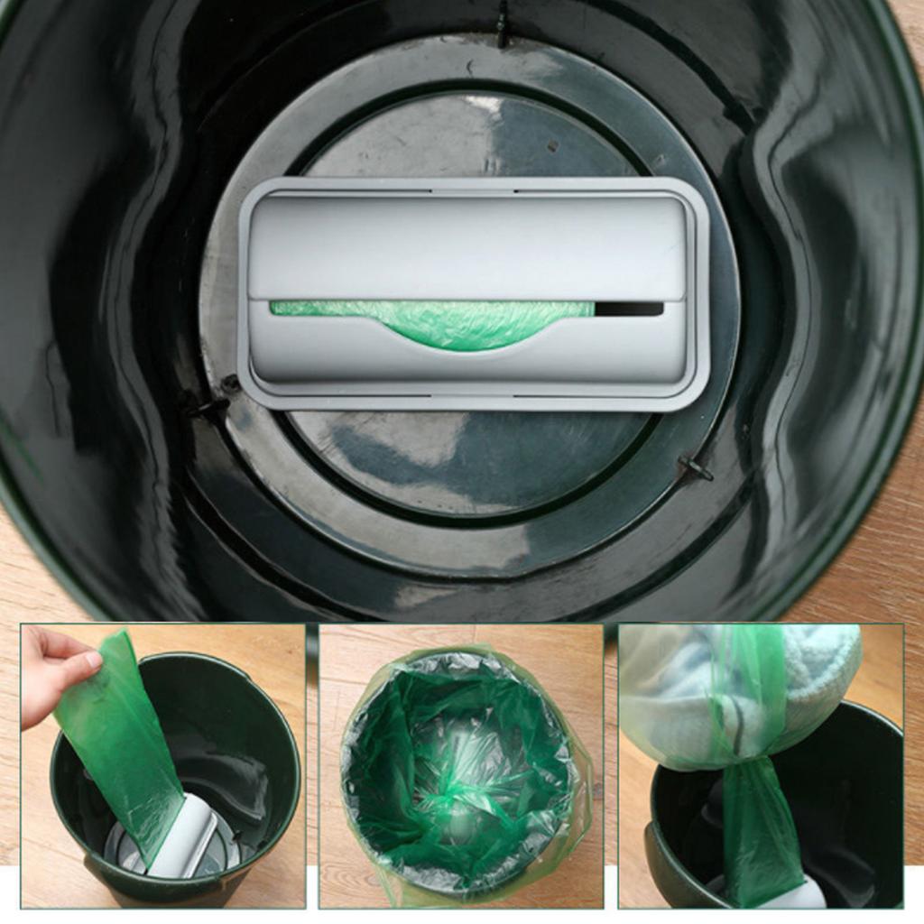 Wall Mounted Trash Bag Holder Plastic Drill Free Garbage Bag Dispenser for Home Kitchen Grey