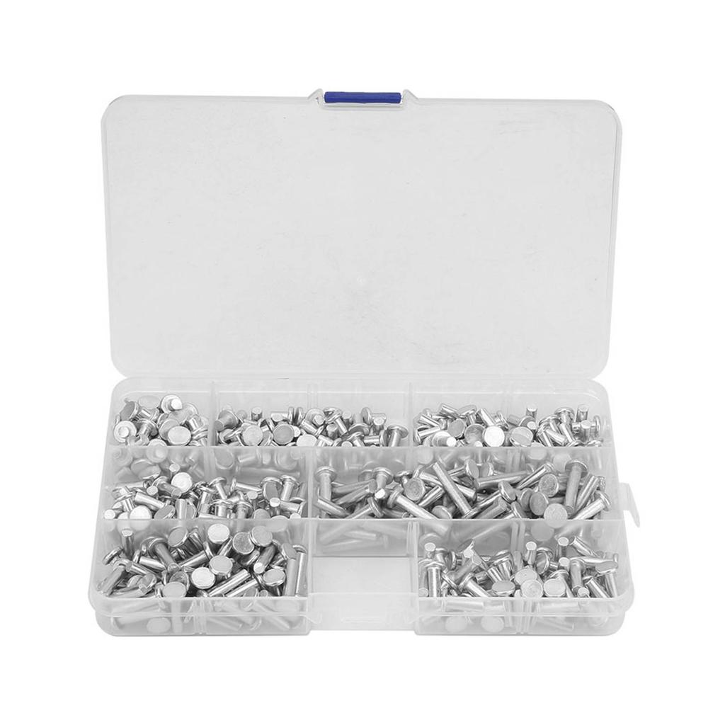 350pcs M4 Flat Head Solid Aluminum Rivets Assortment Kit Length 4 6 8 10 12 16 20mm