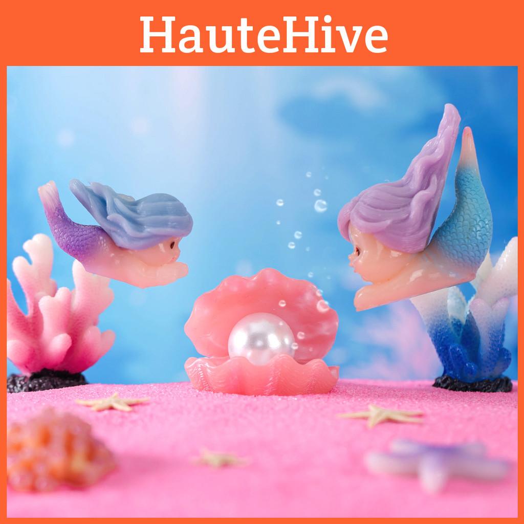Cute Coral Mermaid Resin Figurine For Aquarium Decor Miniature Ocean Scene Accessories
